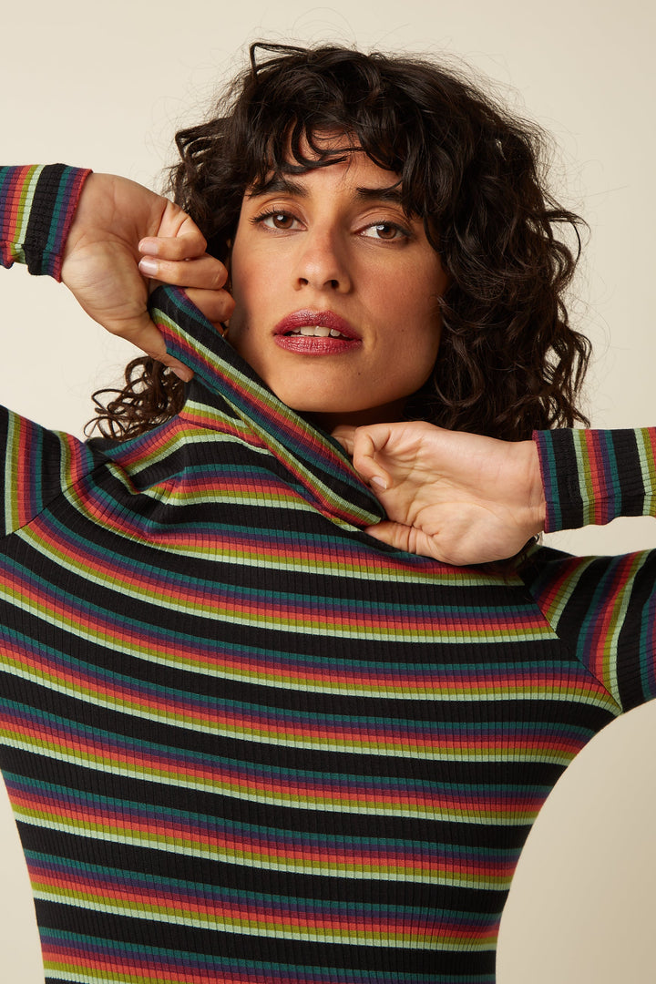 King Louie - Rollneck Top Lottie Stripe - Botanical Green