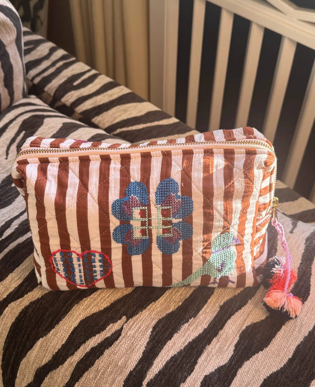 Sissel Edelbo - Rosea Cosemetic Bag - Brown Stripes - Onesize