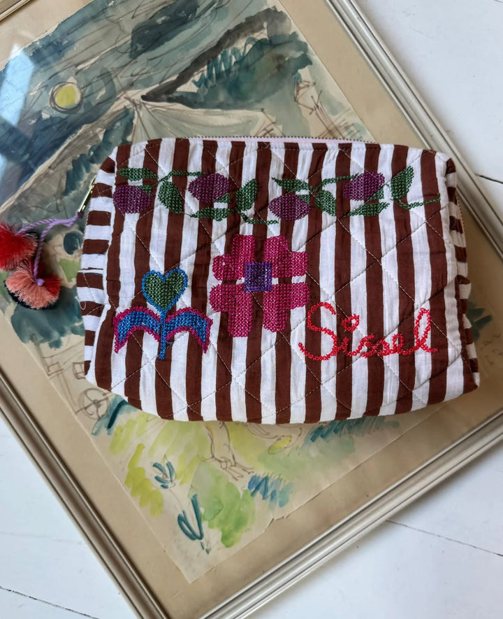 Sissel Edelbo - Rosea Cosemetic Bag - Brown Stripes - Onesize