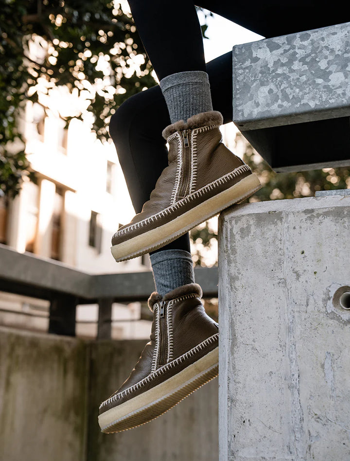Laidback London -  Setsu Crochet Crepe - Anklelstøvler - Natural