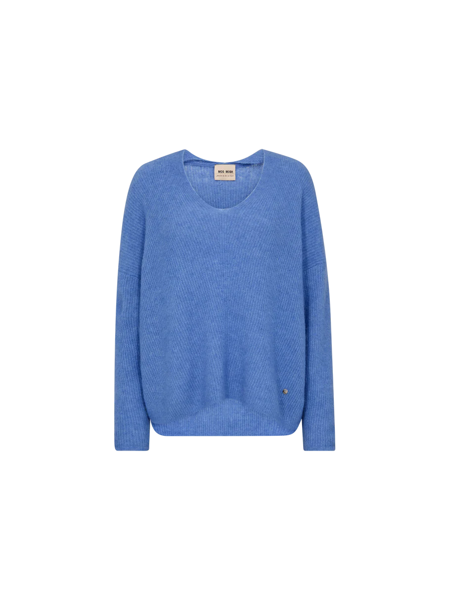 Mos Mosh - Thora V-Neck strik - Ultramarine