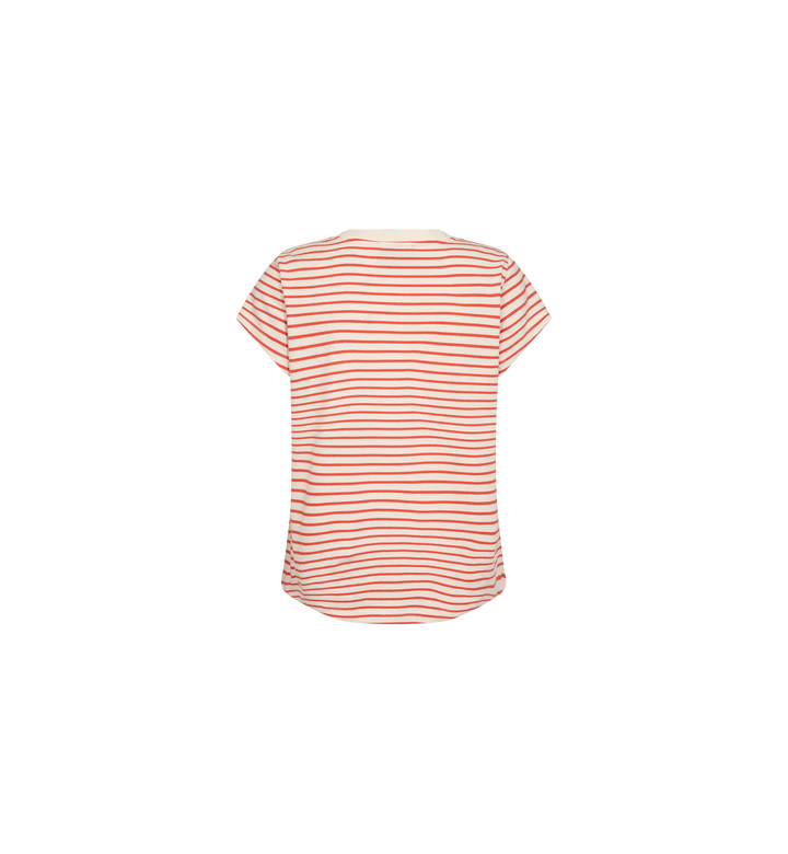 Mos Mosh - Kala V-SS Stripe Tee - Spicy Orange