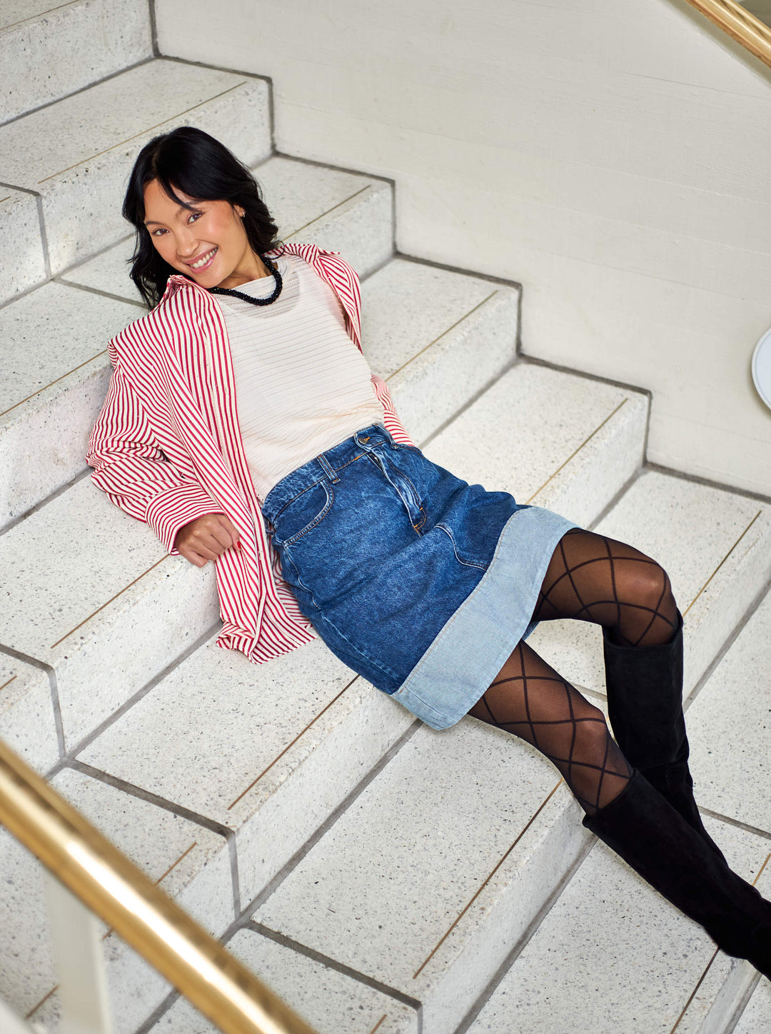 Black color - Cizzy denim skirt - Mid blue
