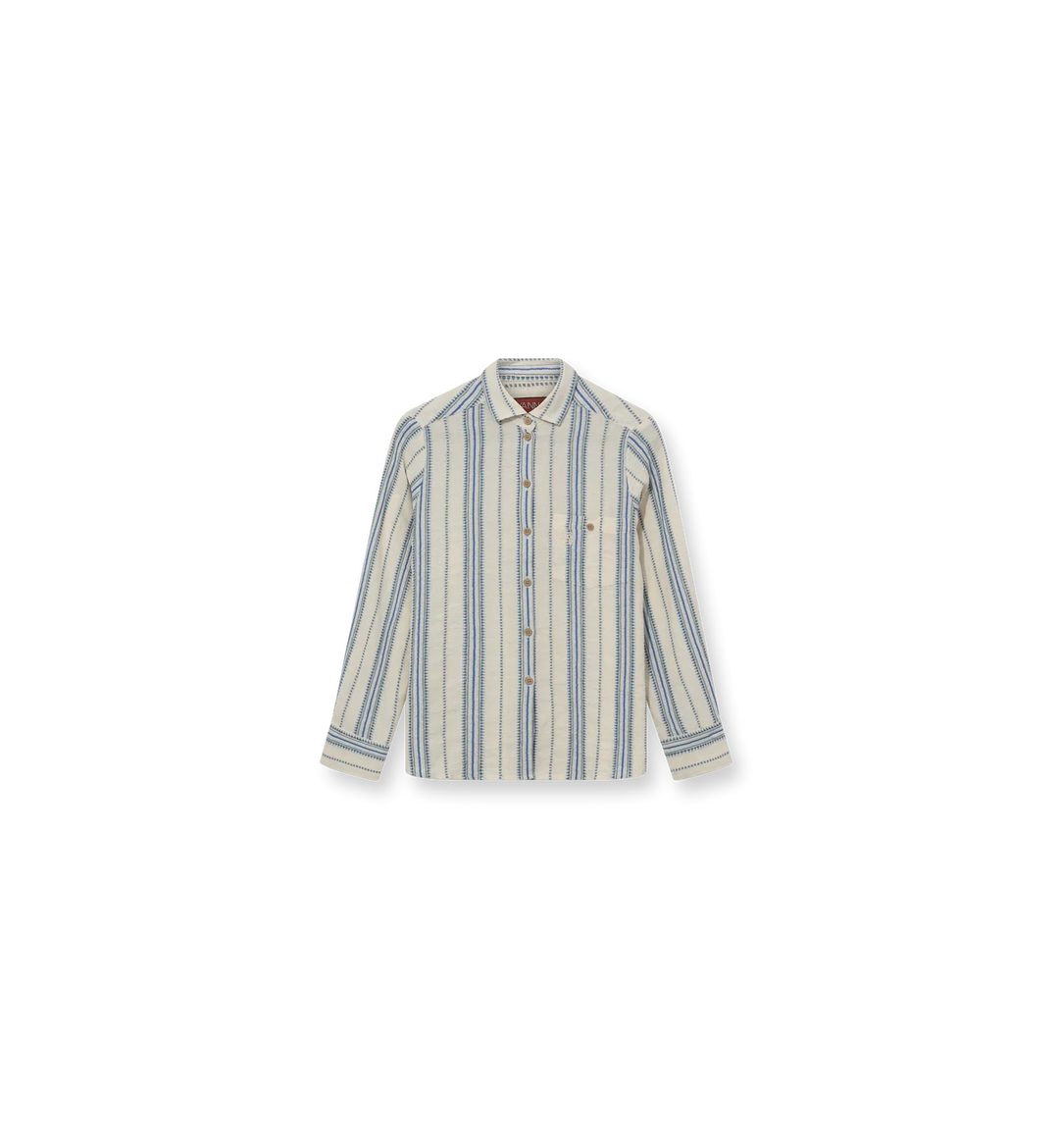 Heyanno - Grow Jacquard Skjorte - Cerulean