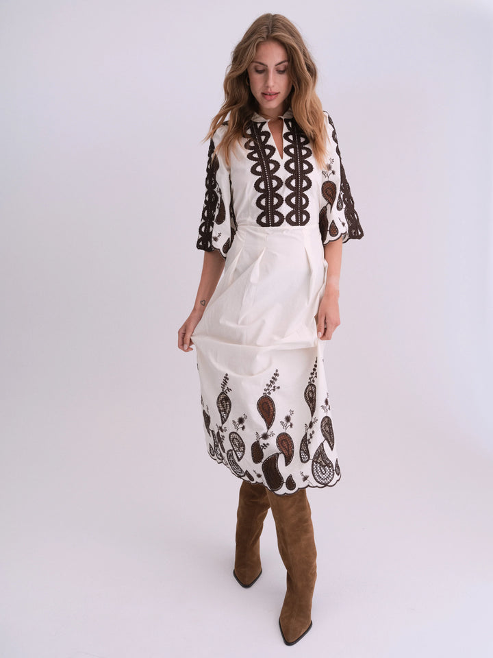 Gossia - Safina dress - Cream - Brown