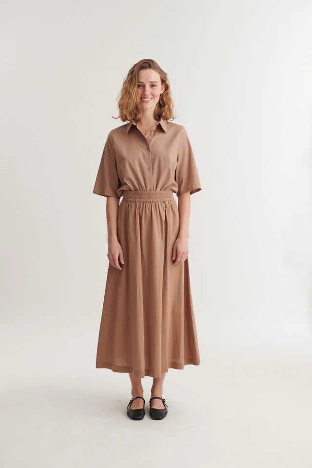 Basic Apparel - Silje lang nederdel - Portobello