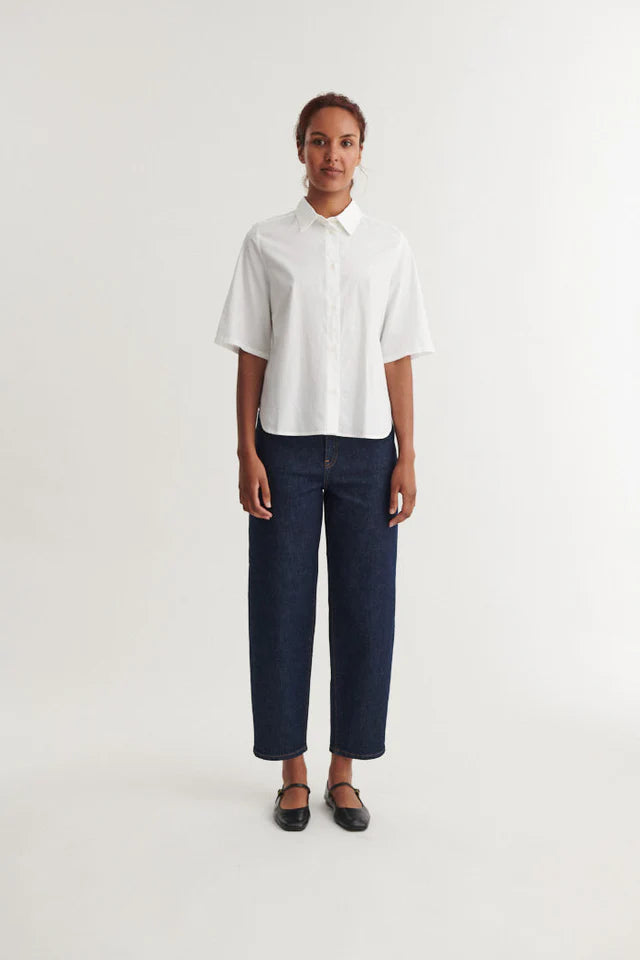 Basic Apparel - Silje Cropped Skjorte - Bright White