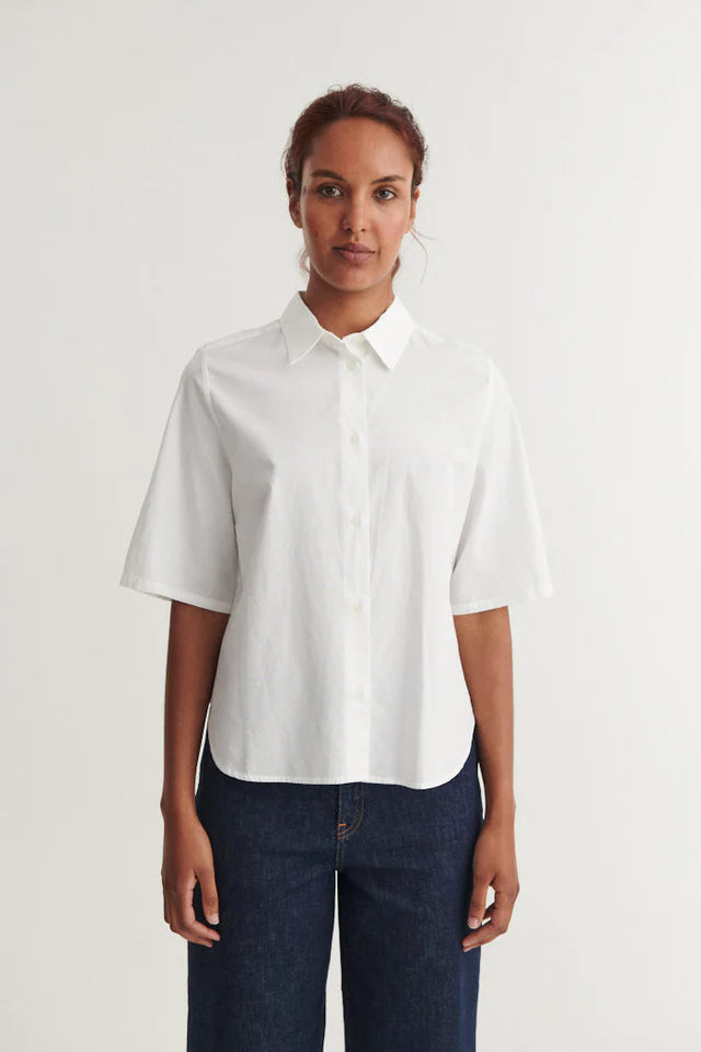 Basic Apparel - Silje Cropped Skjorte - Bright White