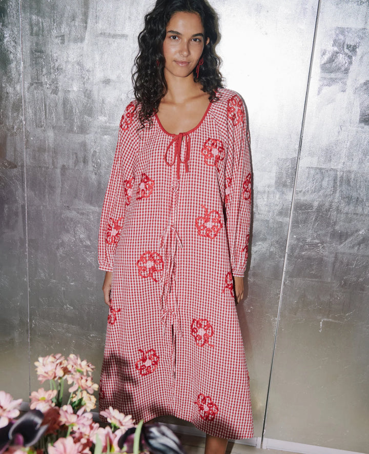 Sissel Edelbo - Sunny Kjole - Red Checks - Onesize