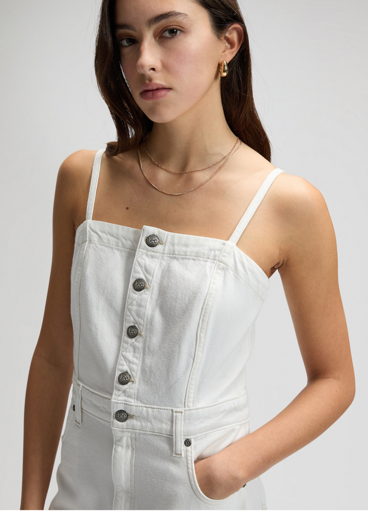 Lee - Maxi Denim Dress - Powder White