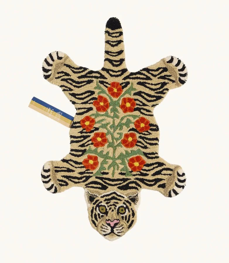 Doing Goods - Floral White Tiger Rug - Large