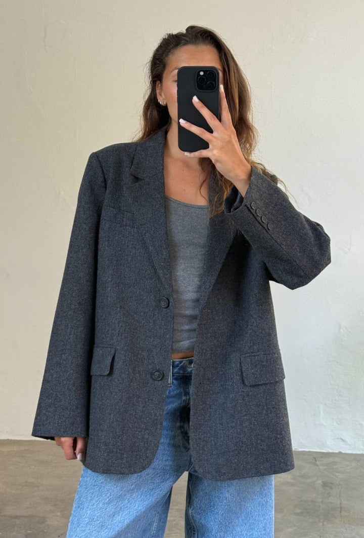 Boii - Solvej Wool Blazer - Grey Melange