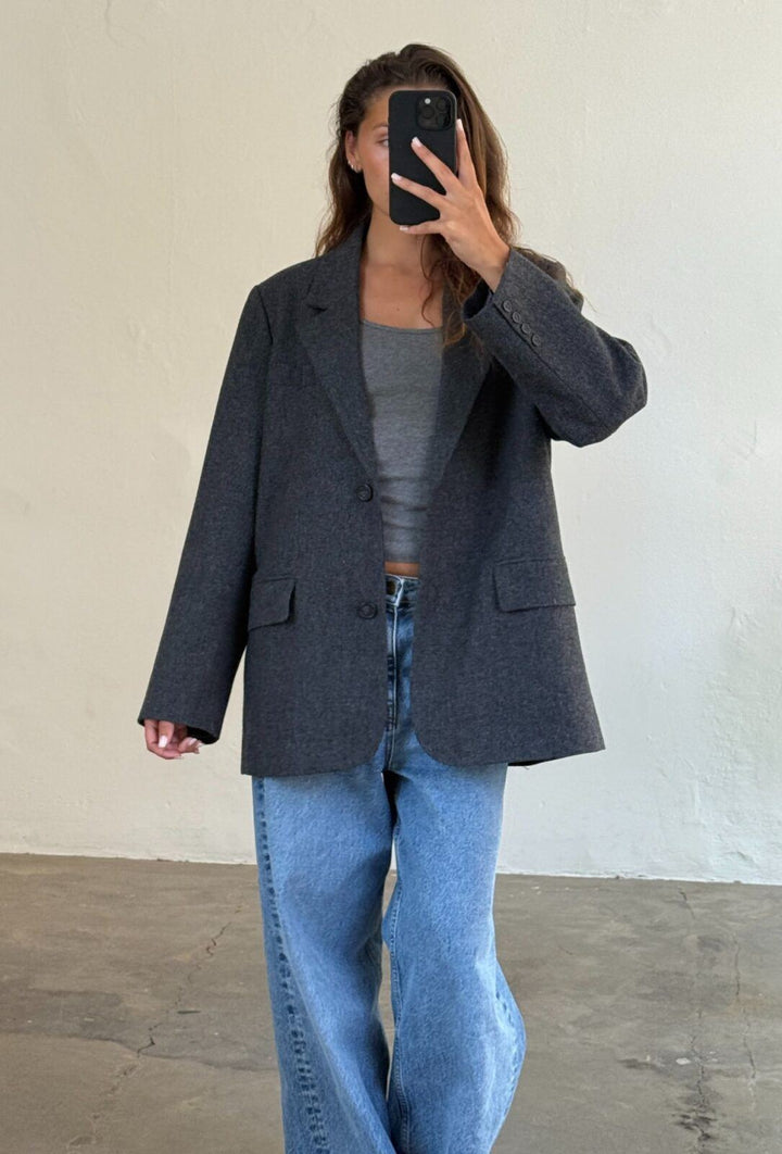 Boii - Solvej Wool Blazer - Grey Melange