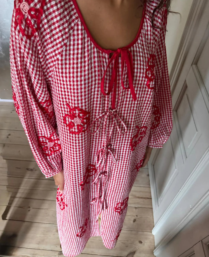 Sissel Edelbo - Sunny Kjole - Red Checks - Onesize