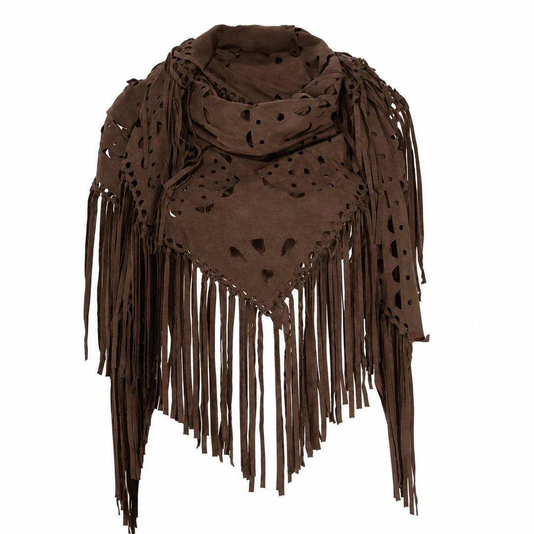 Tim&amp;Simonsen - Ellie Fringe Scarf - Coffee - ONESIZE