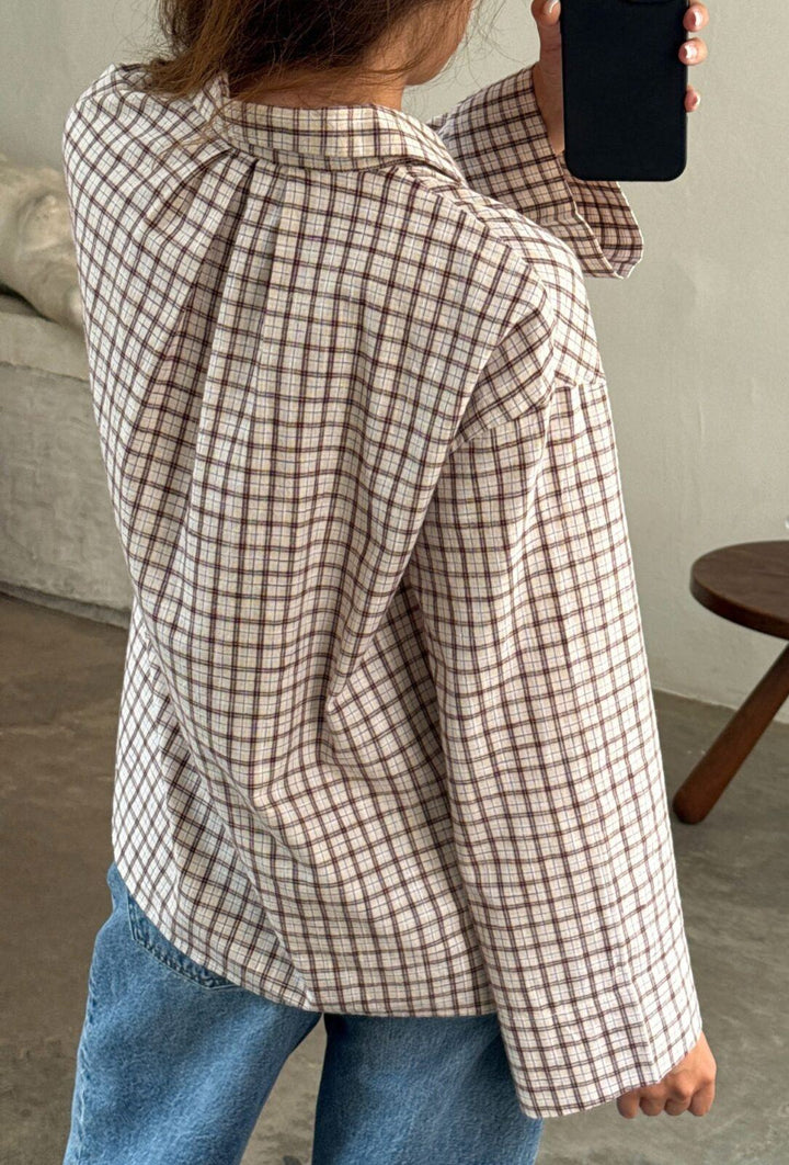 Boii - Tinsi Check Skjorte - Bordeaux/Beige