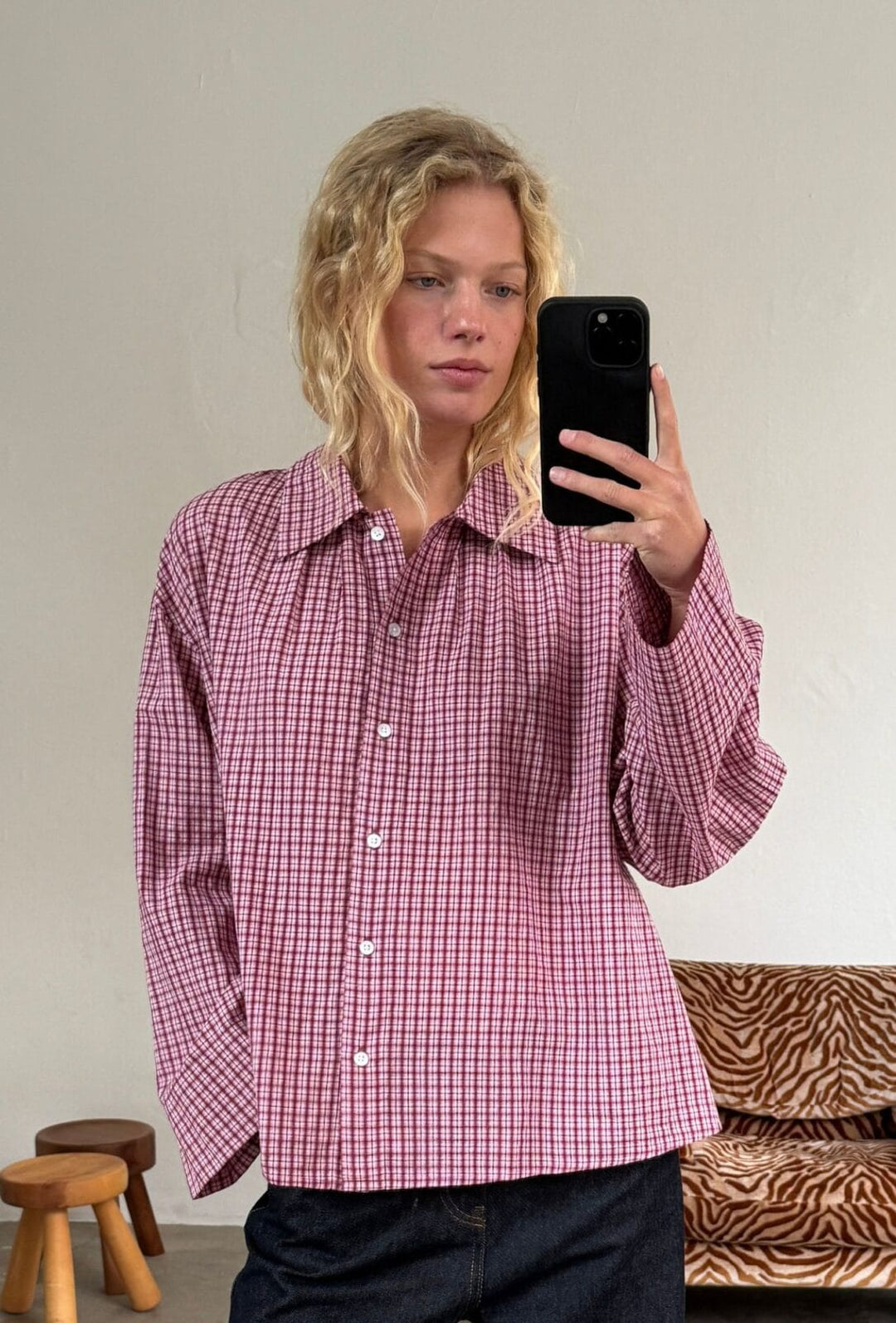 Boii - Tinsi Chech Skjorte - Pink/Wine Check