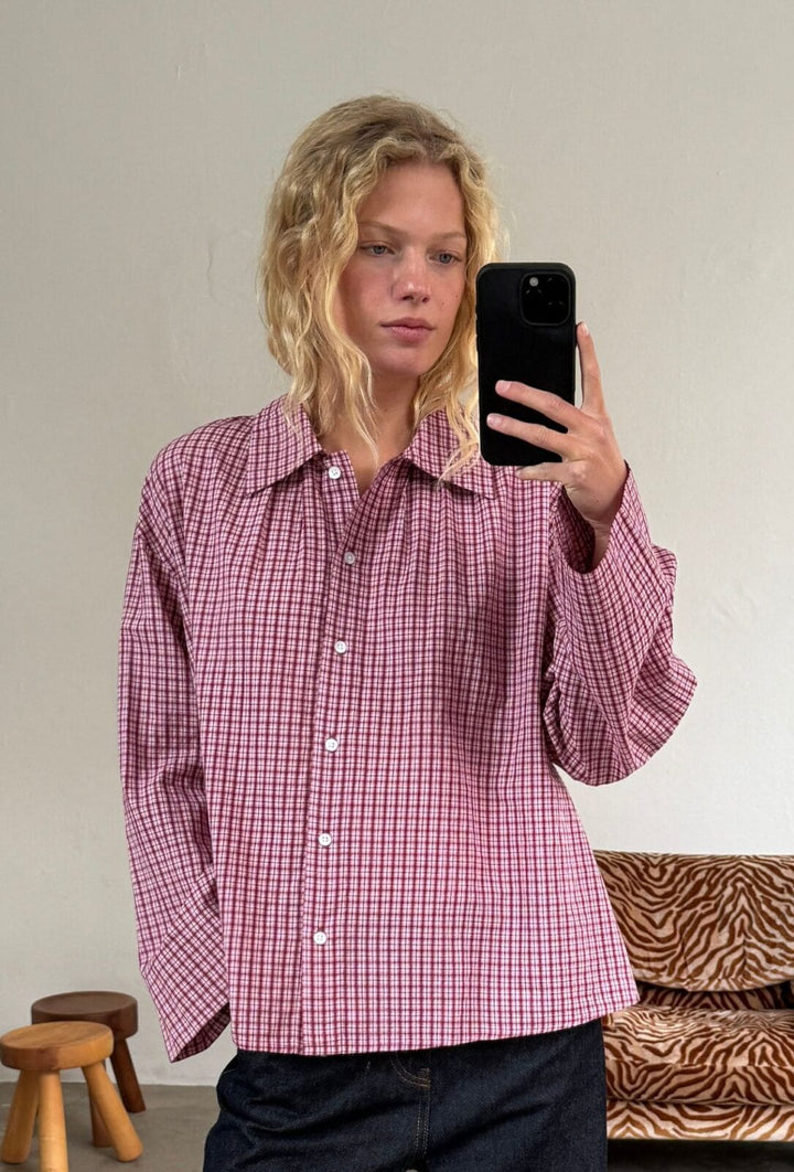Boii - Tinsi Chech Skjorte - Pink/Wine Check