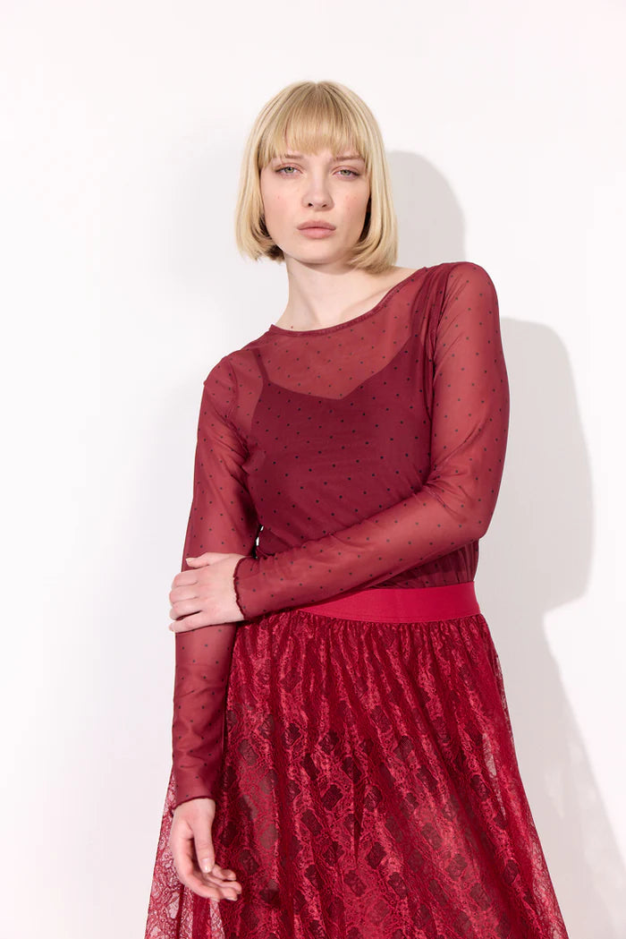 Hunkøn - Tova Mesh Blouse - Zinfandel