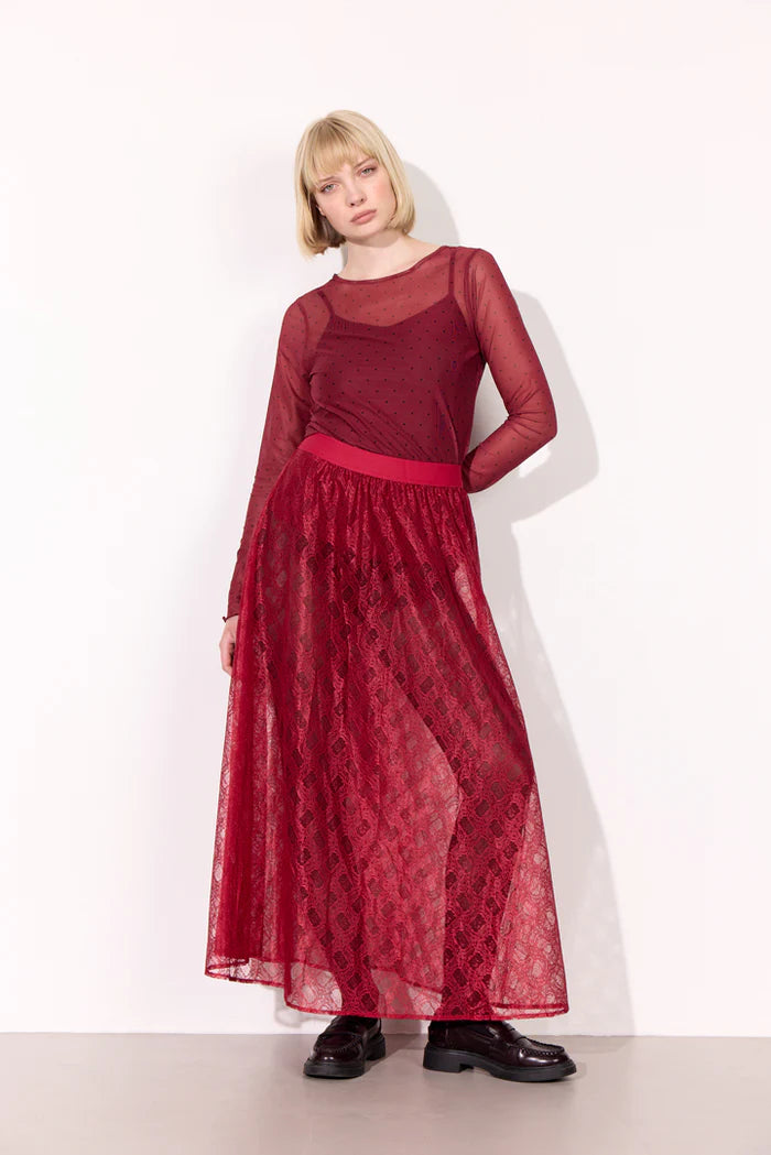 Hunkøn - Tova Mesh Blouse - Zinfandel