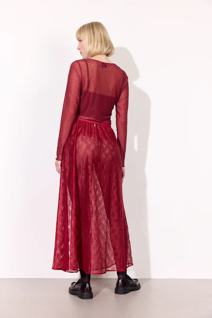 Hunkøn - Tova Mesh Blouse - Zinfandel