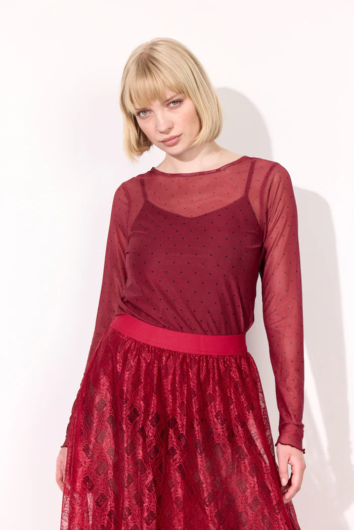 Hunkøn - Tova Mesh Blouse - Zinfandel