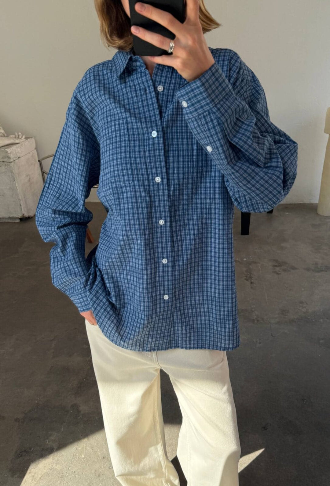 Boii - Vega ternet skjorte - Blue Navy check - Onesize