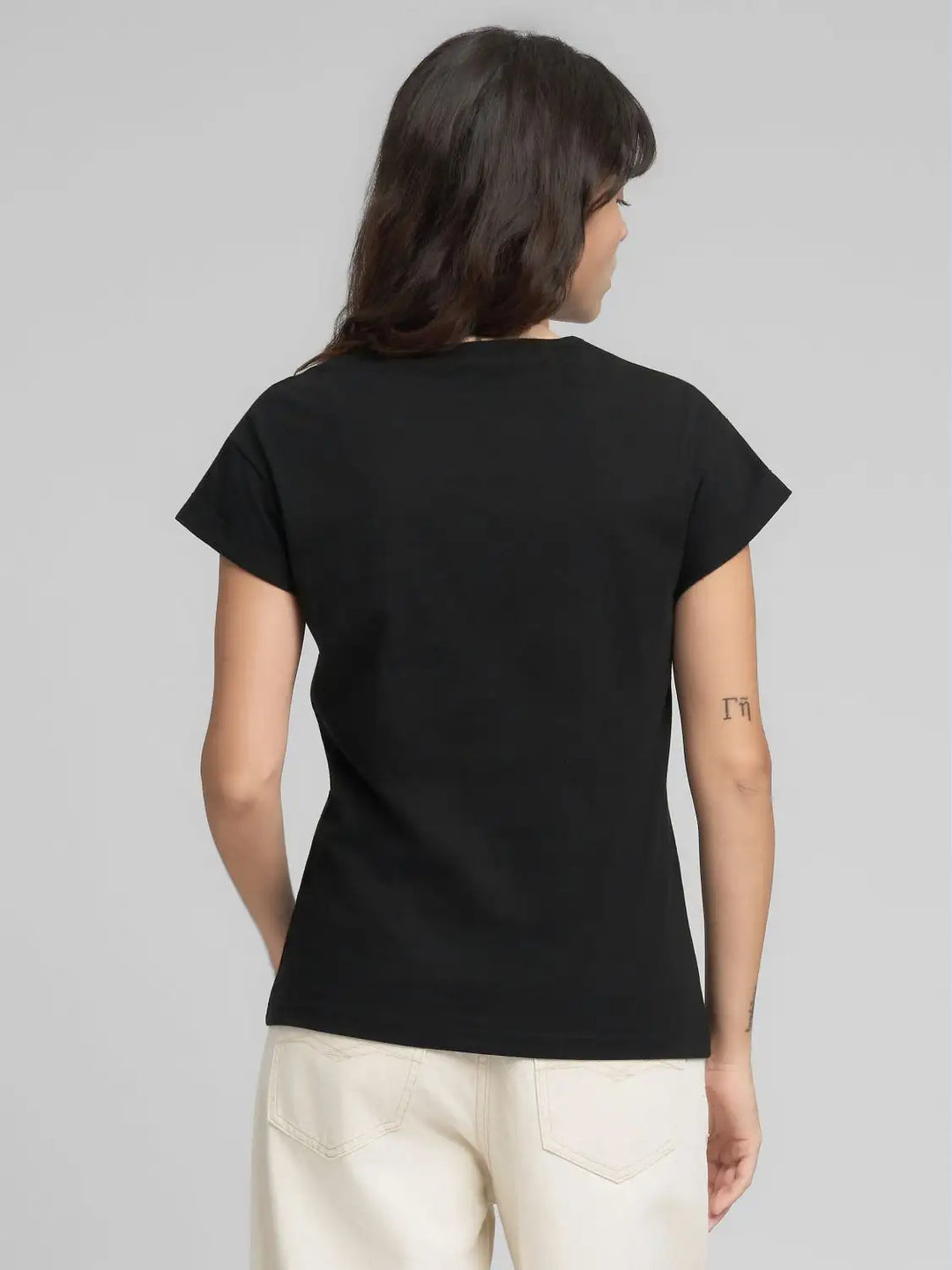 Replay - Jersey T-shirt - With Rose And Log Print - Black