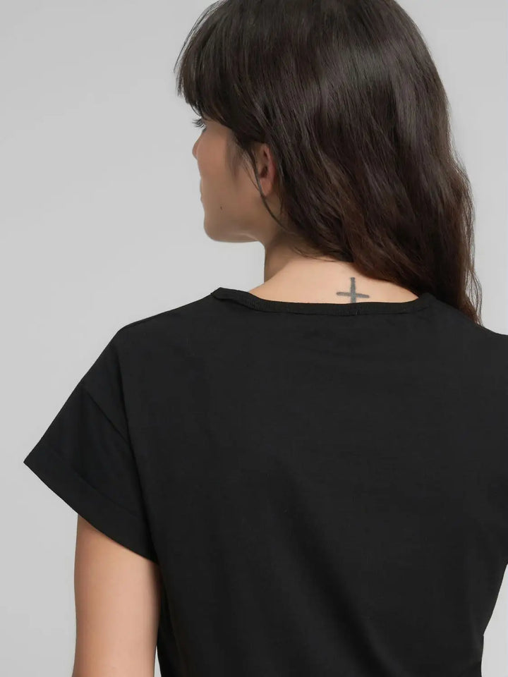 Replay - Jersey T-shirt - With Rose And Log Print - Black