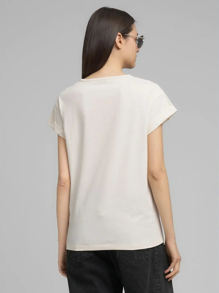 Replay - Jersey T-shirt - With Rose And Log Print - White