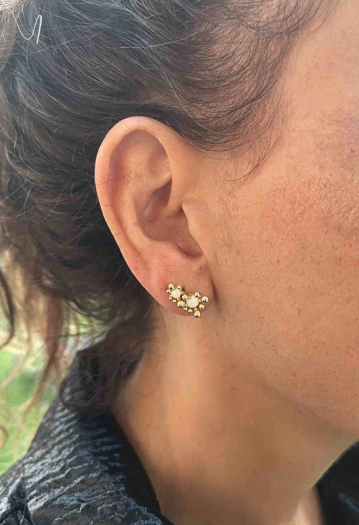 Nuni - Winnie Duo Stud Earrings - Off White - Onesize