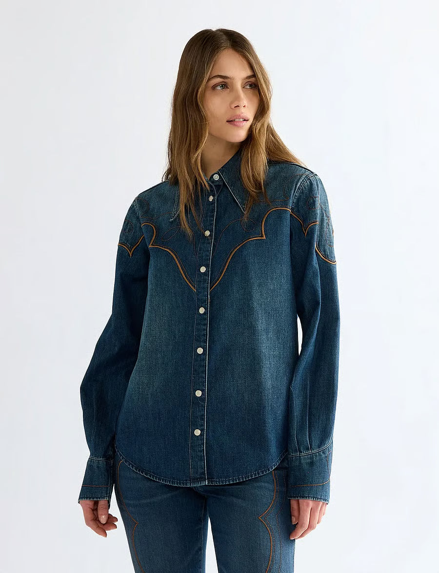 Wrangler - Western Yoke Skjorte - Saloon Shadow