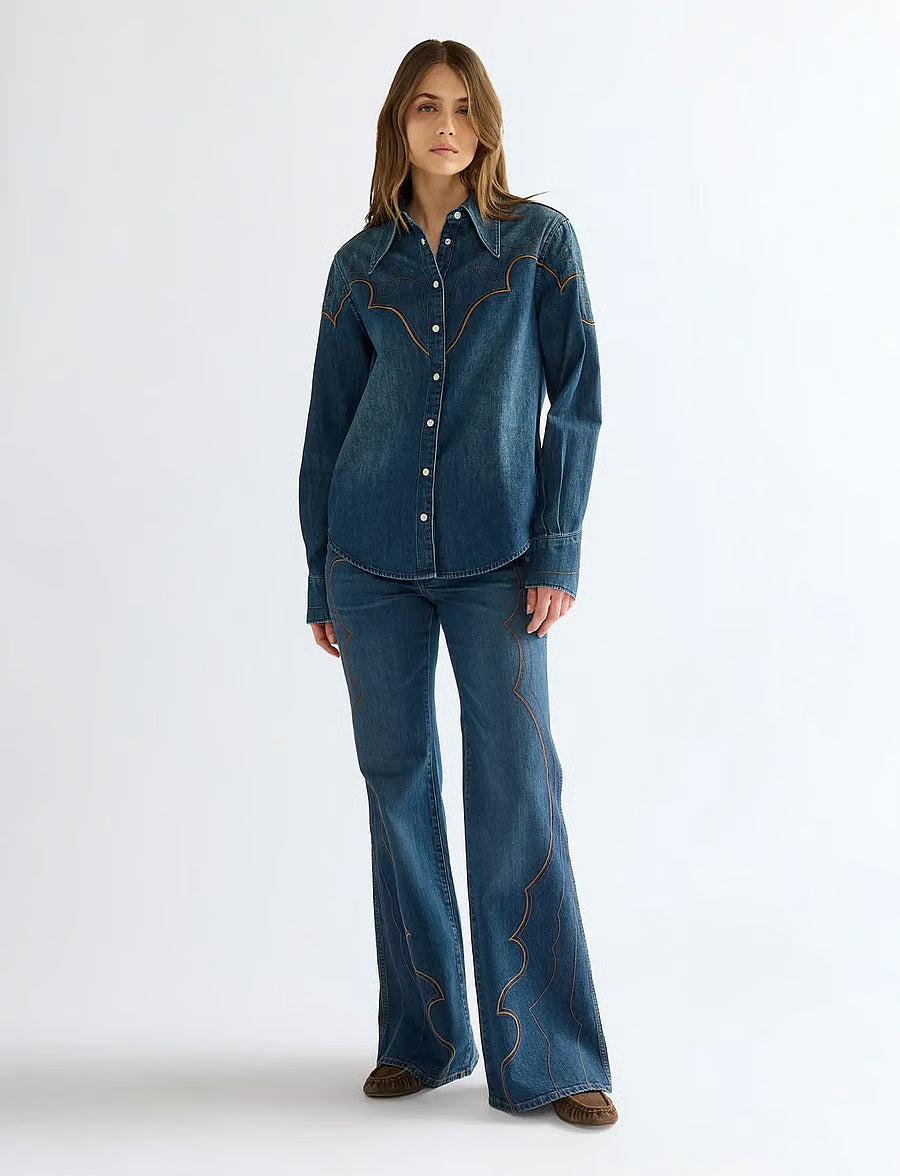 Wrangler - Western Yoke Skjorte - Saloon Shadow