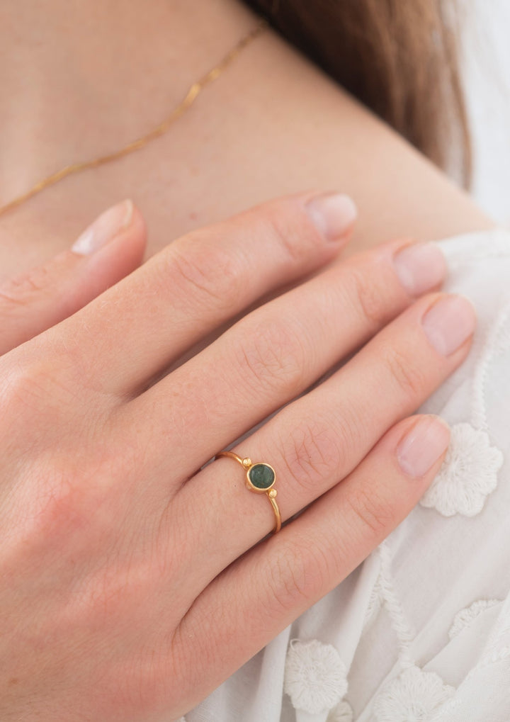 A Beautiful Story -  Faithful - Guld Ring GP - Adventurine - Onesize