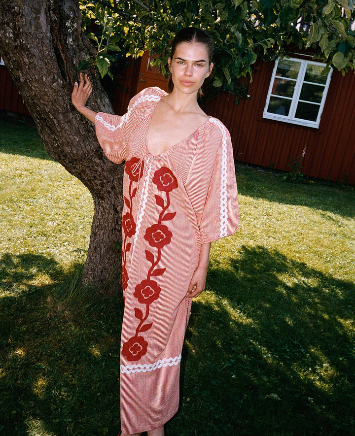 Sissel Edelbo - Abelone Kjole - Red Flower - ONESIZE