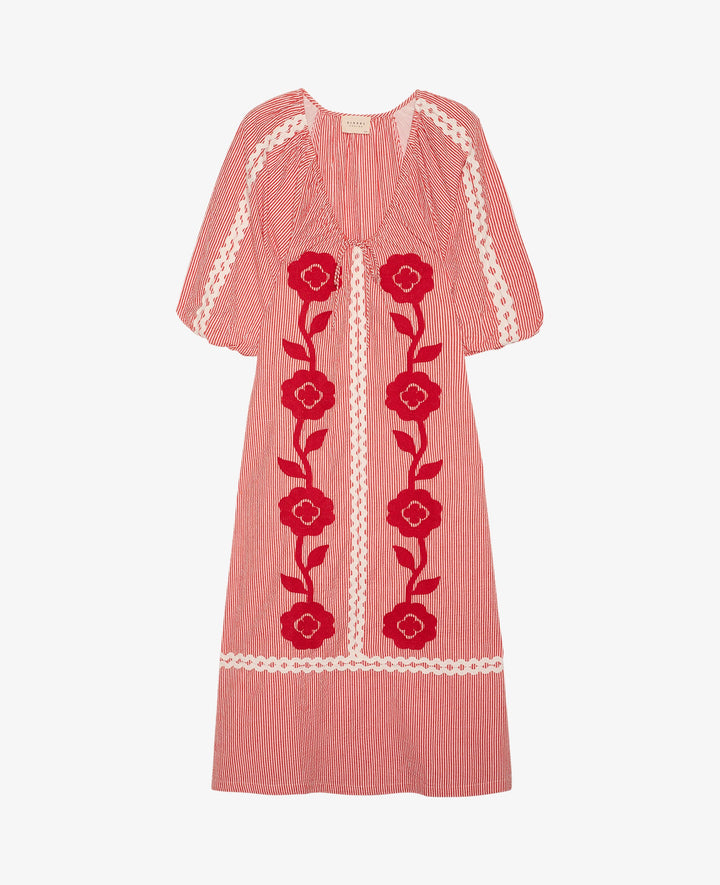 Sissel Edelbo - Abelone Kjole - Red Flower - ONESIZE