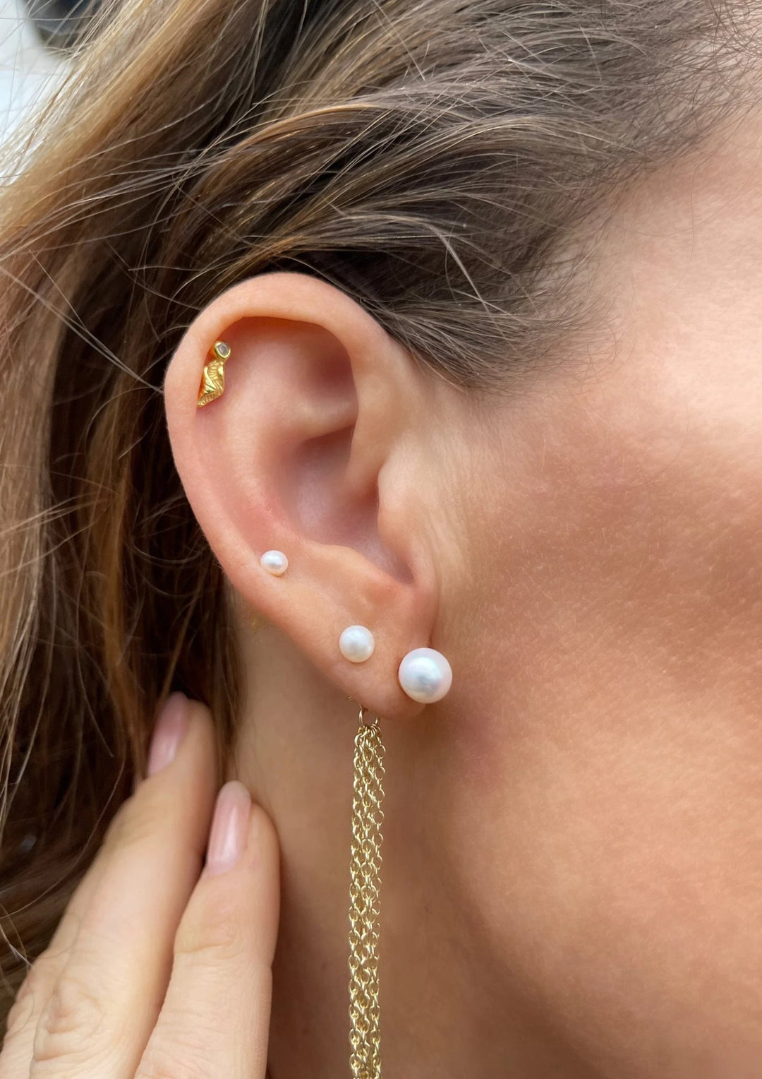 Andcopenhagen - Charlotte Pearl kæde Øreringe - Guld