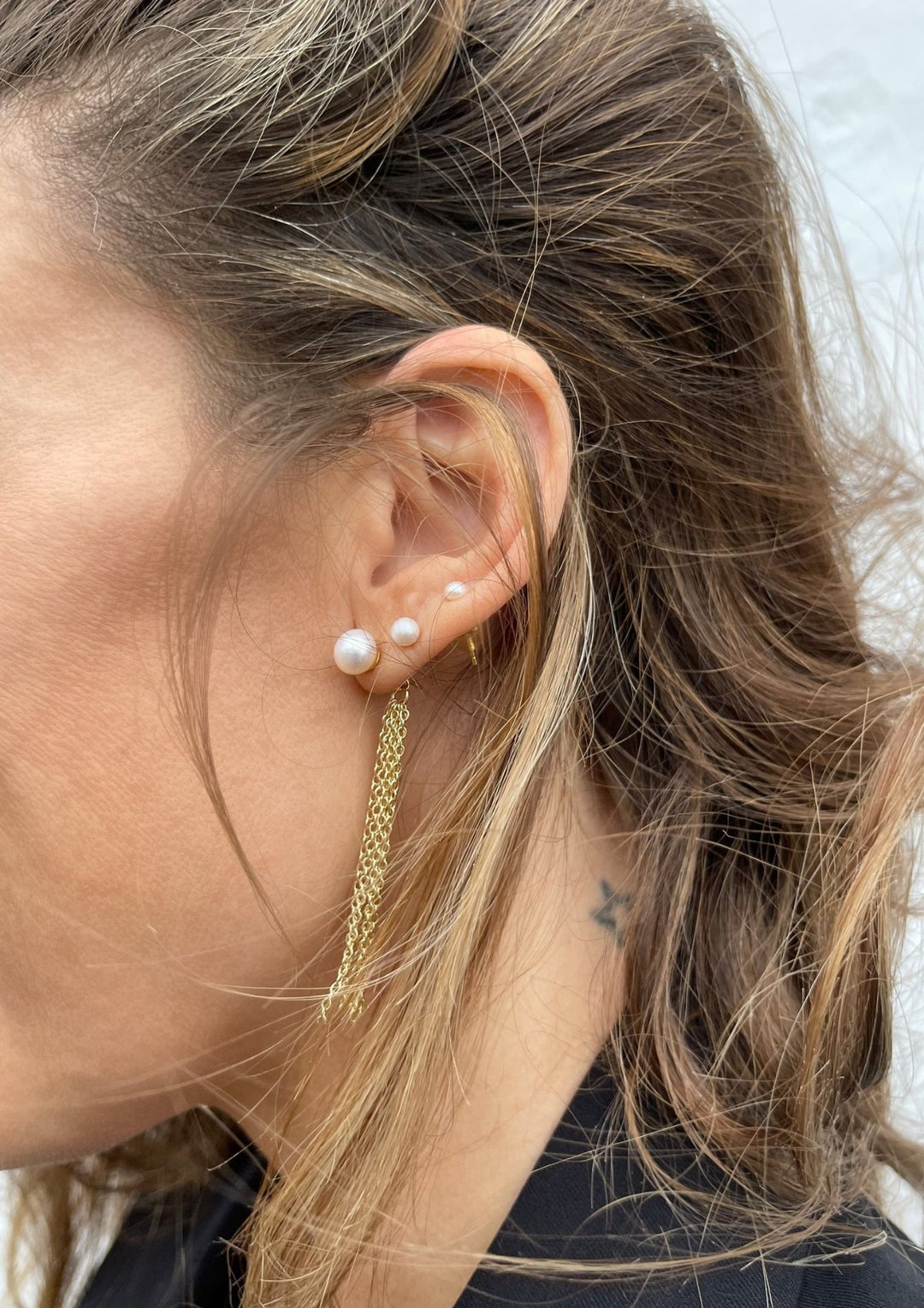 Andcopenhagen - Charlotte Pearl kæde Øreringe - Guld