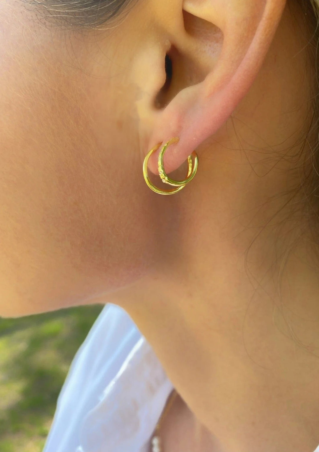Andcopenhagen - Shiny Double Swirl Hoops - Guldbelagt