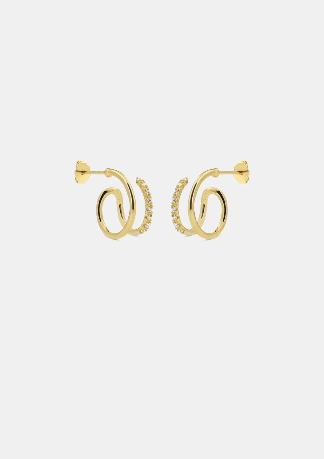 Andcopenhagen - Shiny Double Swirl Hoops - Guldbelagt