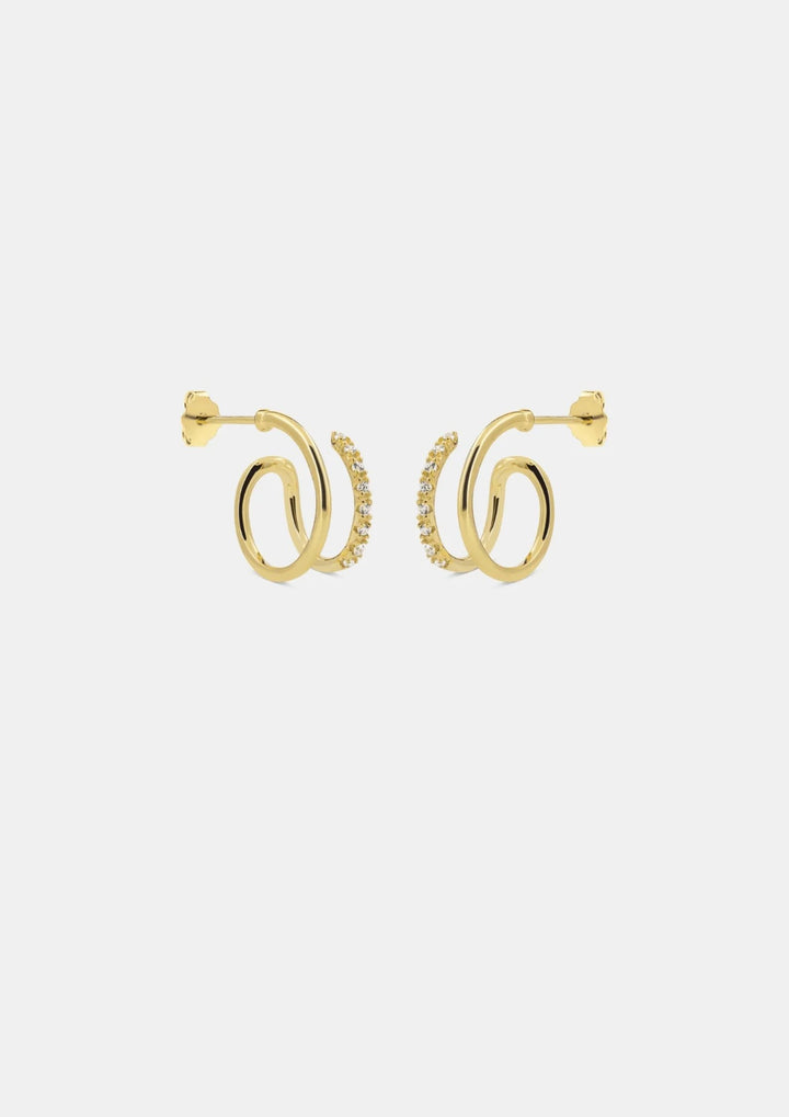 Andcopenhagen - Shiny Double Swirl Hoops - Guldbelagt