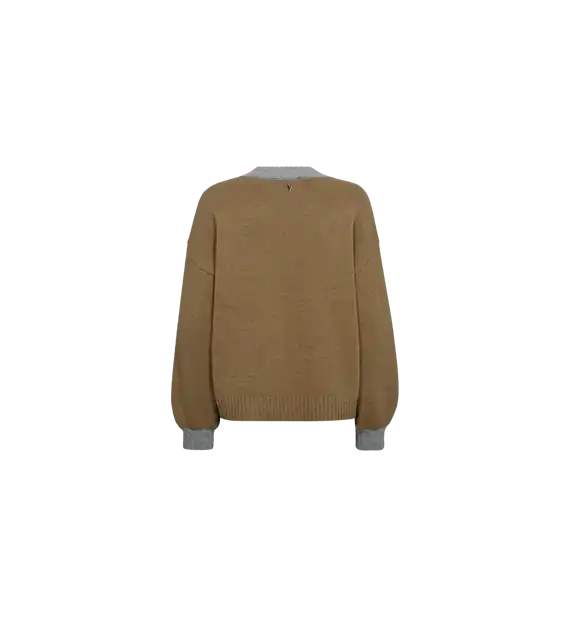 Mos Mosh - Beth Ottili V-neck Strik - Grey Melange