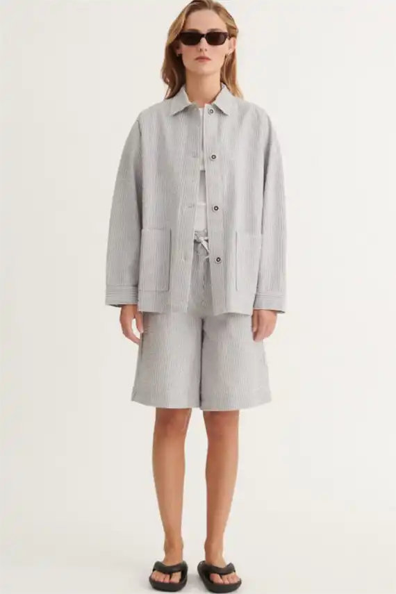 Basic Apparel - Asta Jakke - Bright White/Sky Captain