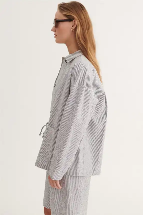 Basic Apparel - Asta Jakke - Bright White/Sky Captain
