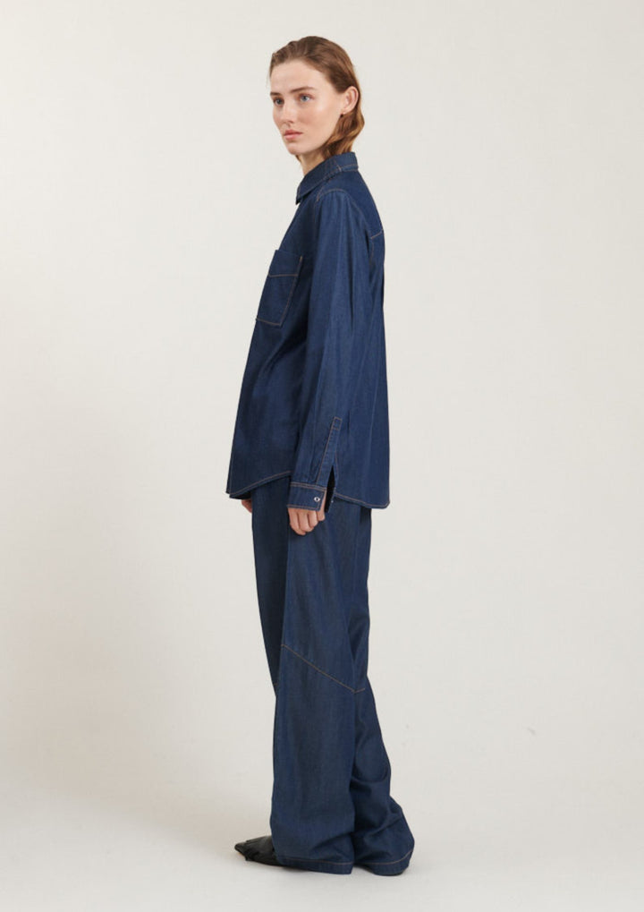 Basic Apparel - Bine Skjorte - Mid Blue