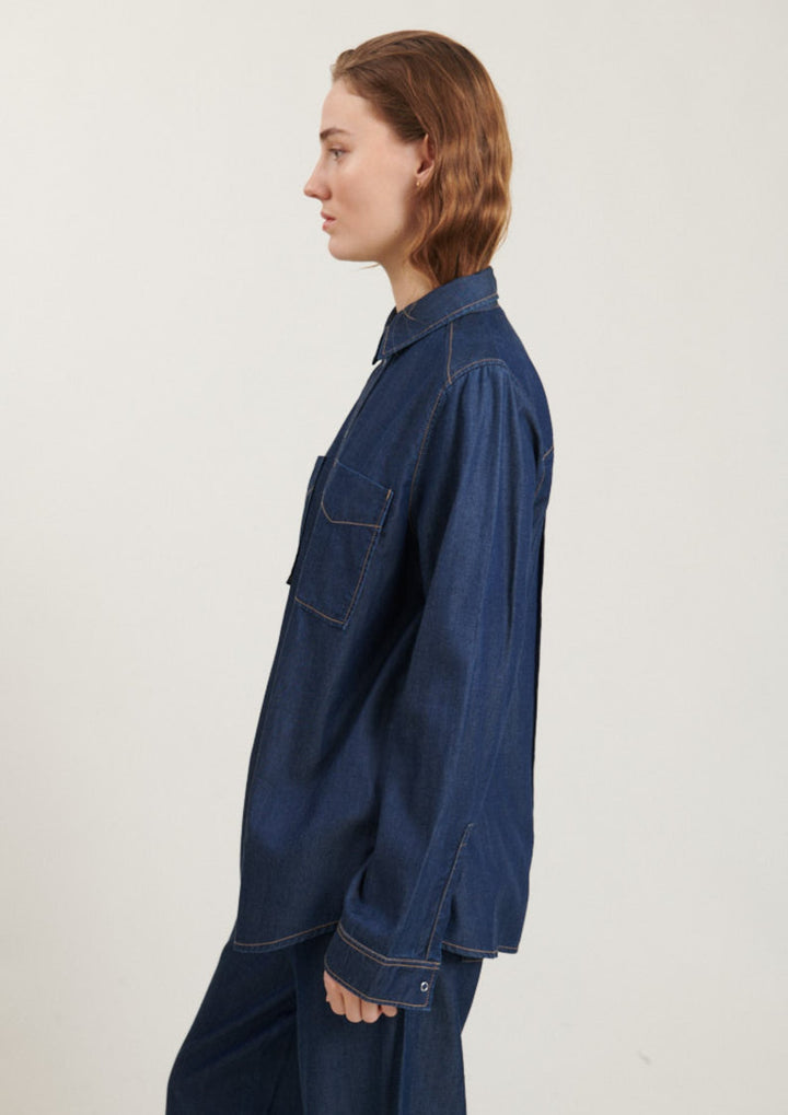 Basic Apparel - Bine Skjorte - Mid Blue