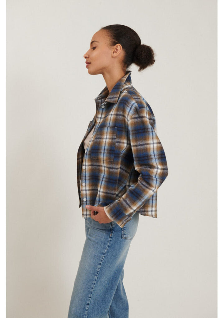 Basic Apparel - Kira Skjorte - Tobacco Brown / Classic Blue