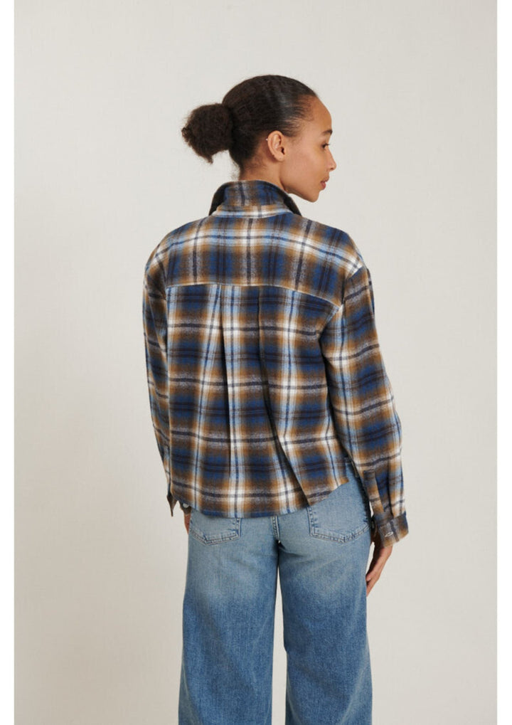 Basic Apparel - Kira Skjorte - Tobacco Brown / Classic Blue