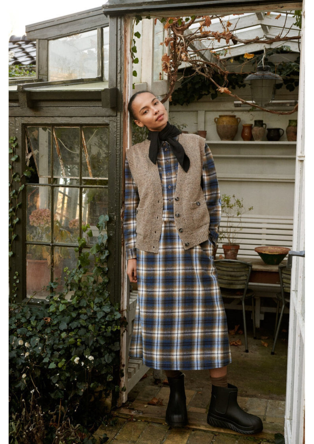 Basic Apparel - Kira Skjorte - Tobacco Brown / Classic Blue
