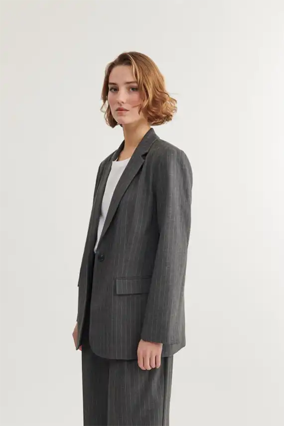 Basic Apparel - Marjorie Blazer - D. Grey Melange/Birch